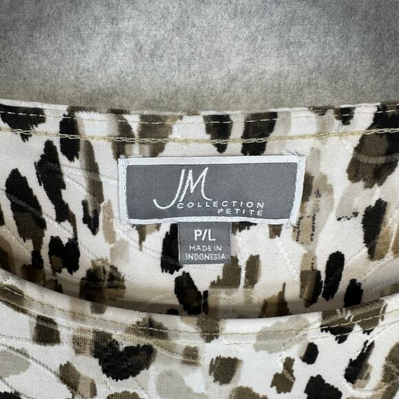 JM Collection Animal-Print Jacquard Top Womens Size PL Multicolor 3/4 Sleeve - Picture 5 of 13
